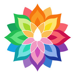 A rainbow-toned lotus mandala painted with whimsical, expressive strokes, full of artistic charm.