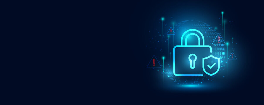 Cyber security lock encryption technology background image