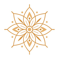 - A simple, minimalist mandala with gold linework and floral accents, resembling a stylized, modern decorative piece.
