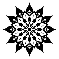 Sharp Symmetry in Monochrome: A Floral Mandala Design