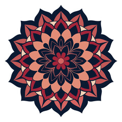 Dark-Outlined Floral Mandala with Dense Intricate Motifs