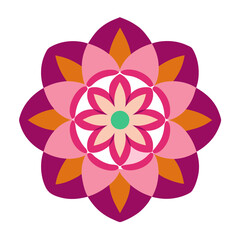 Nature-Inspired Mandala with Central Flower and Concentric Petals