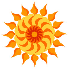 Fiery Radiant Mandala with Swirling Sunburst Patterns