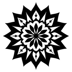Elegant Monochrome Mandala with Pointed Floral Accents