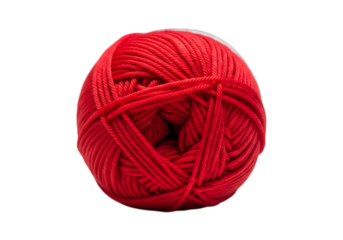 Vibrant red yarn ball wool fiber