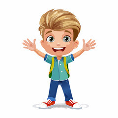 Cartoon Vector Image: Emotional Kid - Excitement on Display 12