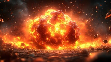 Fiery explosion dominates dark scene