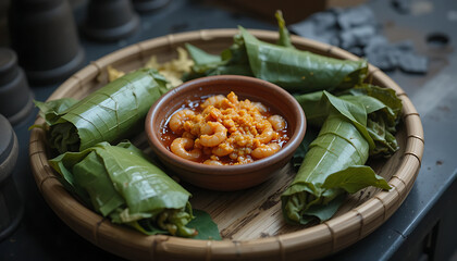 Spicy Shrimp Dish with Savory Leaf Wraps A Culinary Delight
