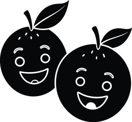 Vector Silhouette of Happy Orange Fruit Characters