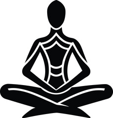 Vector Silhouette of Meditating Yoga Person