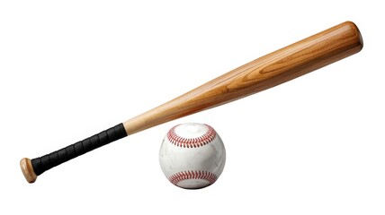 Baseball bat and ball isolated on white ready for use in design with clipping paths