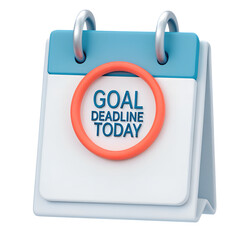 A calendar with “Goal Deadline Today” circled in red, time focus theme, isolated on transparent background
