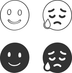 Happy and Sad face emoji icon