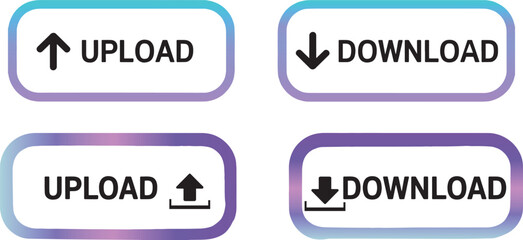 Modern Colorful Upload and Download Buttons for Web and App UI
