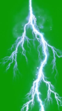 a lightning strike against a chroma key green screen background