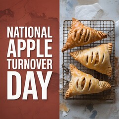 Top-down view of several golden-brown apple turnovers resting on a wire cooling rack. Delicious Apple Turnovers Celebrate National Apple Turnover Day.
