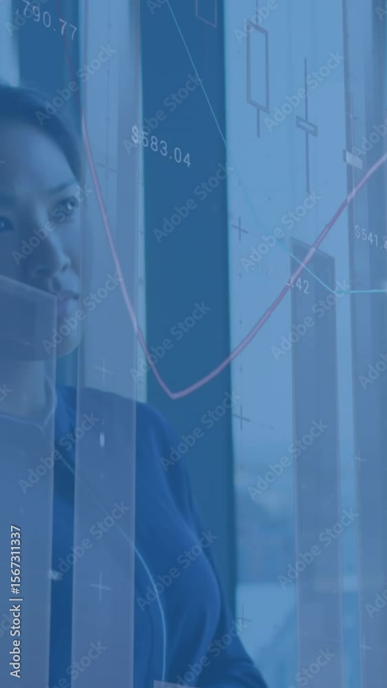 Poster statistical data processing and lines statistical data processing over financial data processing