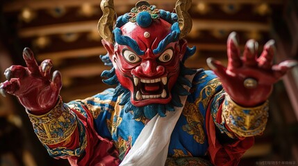 Fototapeta premium Demon Mask in Red and Blue
