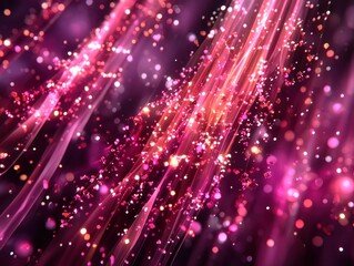 Obraz premium Abstract vibrant pink streaks and particles