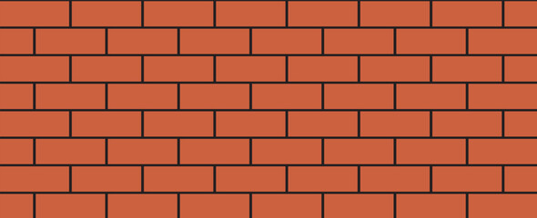 Brick pattern. Seamless vector orange color brick wall background. Red bricks wall vector wallpaper texture.