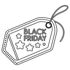 Black Friday sale tag with stars and string shopping promotion