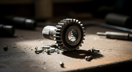 close up of old rusty gears
