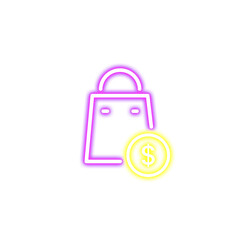 Neon Shopping Bag Icon