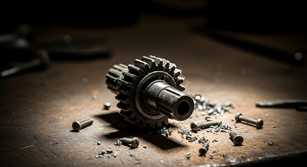 close up of old rusty gears