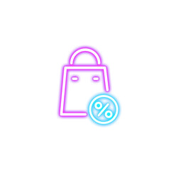 Neon Shopping Bag Icon