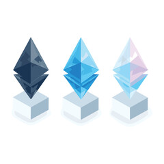 Isometric Crystal Award Trophies Set