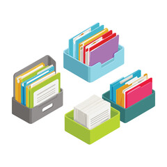 Colorful Document Folders Isometric Collection