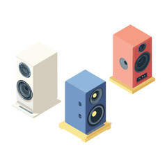 Isometric Set of Modern Sound Speakers