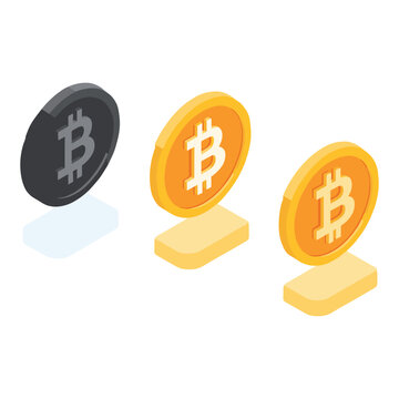 Isometric Bitcoin Coins in 3D Style