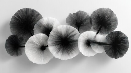 Abstract monochrome mushroom-like forms
