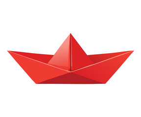 Classic Red Paper Boat Origami Toy