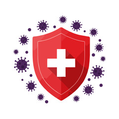 medical shield with virus around