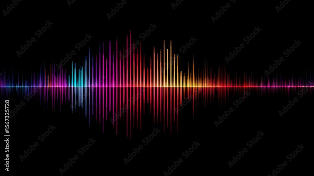 Fototapete vibrant waveform bars rising and falling rhythmically in sync to invisible music on a black backgrou