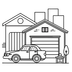 hand drawn vector illustration of a car