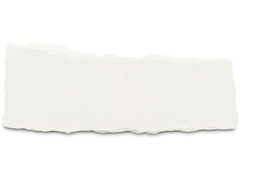 Torn white paper sheet exposing blank space, floating over transparent backdrop, ready for custom messaging and design placement