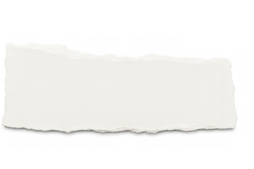 Torn white paper sheet exposing blank space, floating over transparent backdrop, ready for custom messaging and design placement