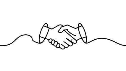 Handshake Illustration in Simple Line Art Style