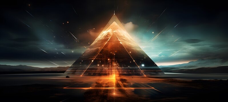 A haunted gothic piramid Transform perched on a wind-swept hill ,ai generative