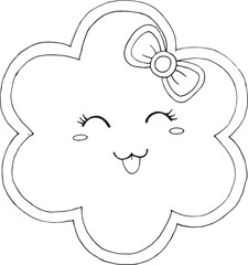 cute cloud hand drawing for kids to color