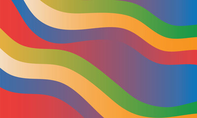Abstract design with overlapping, wavy, colorful bands.