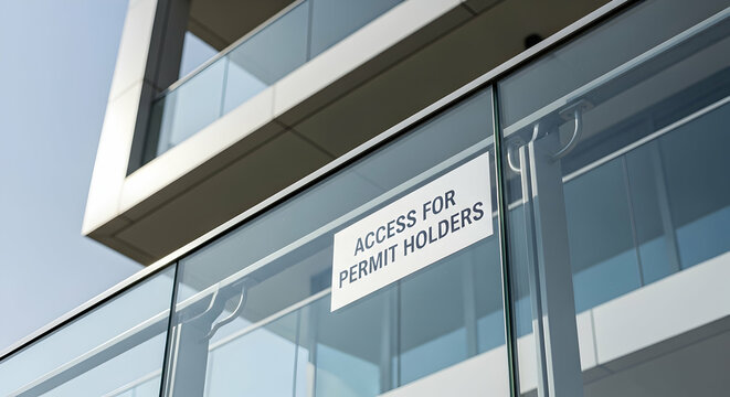 Modern Building Access Designated Only For Permit Holders Exterior Architecture
