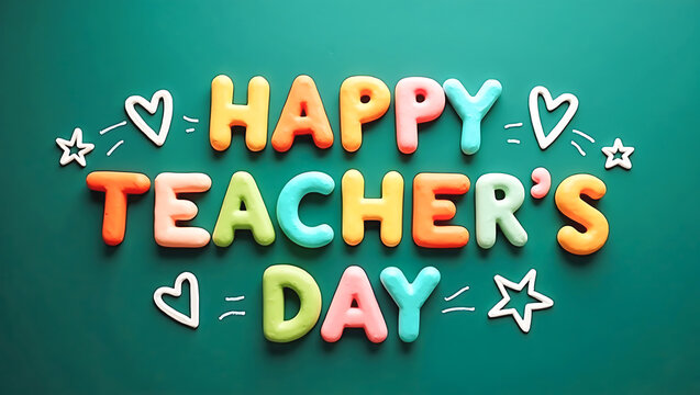 Happy Teachers Day with Colorful Clay Letter