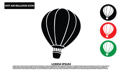 Hot air balloon icon, Air travel symbol, Balloon silhouette vector