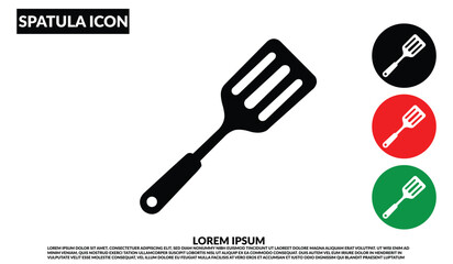 Spatula icon, Cooking tool silhouette, Black slotted spatula symbol