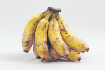 High Detail Image of Banana Bunch Isolated on White Background