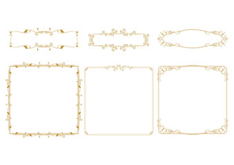 エレガントなビンテージ風正方形フレーム枠のイラストセット